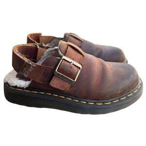 Dr. Martens Jorge Brown Leather Shearling Lined Buckle Sandals Mens 5 /Womens 6